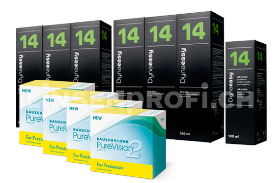 PureVision 2 for Presbyopia & Lensy Care 14, Jahres-Sparpaket