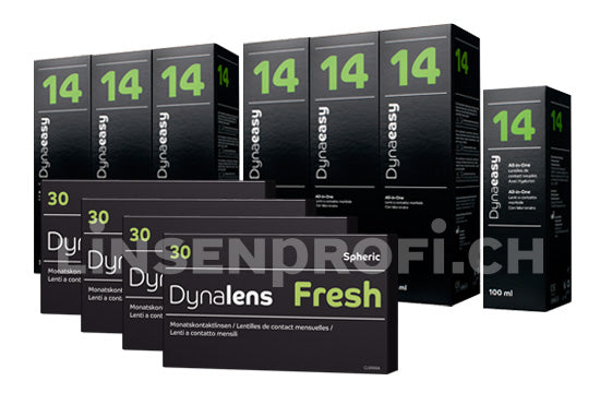 Lensy Monthly Fresh Spheric & Lensy Care 14, Jahres-Sparpaket