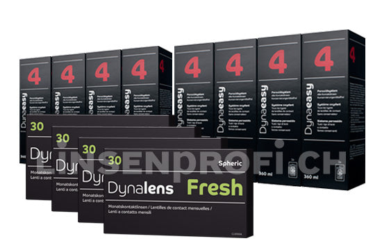 Lensy Monthly Fresh Spheric & Lensy Care 4, Jahres-Sparpaket