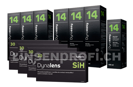 Lensy Monthly Smart Spheric & Lensy Care 14, Jahres-Sparpaket