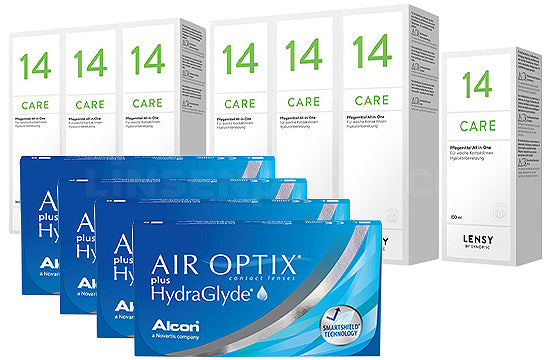 Air Optix plus HydraGlyde & Lensy Care 14, Jahres-Sparpaket