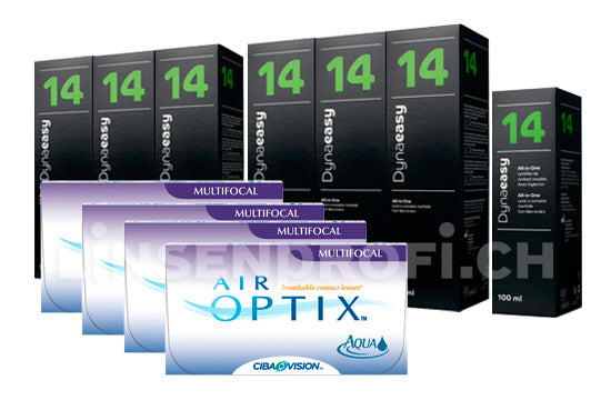 Air Optix Aqua Multifocal & Lensy Care 14, Jahres-Sparpaket