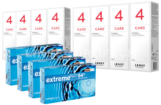 Extreme H2O 54 Toric LC & Lensy Care 4, Jahres-Sparpaket