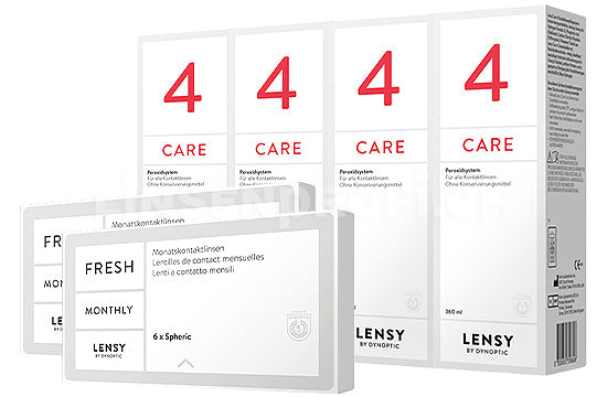 Lensy Monthly Fresh Spheric & Lensy Care 4, Halbjahres-Sparpaket