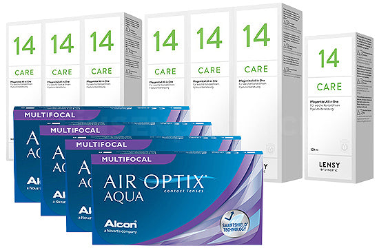 Air Optix Aqua Multifocal & Lensy Care 14, Jahres-Sparpaket