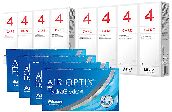 Air Optix plus HydraGlyde & Lensy Care 4, Jahres-Sparpaket