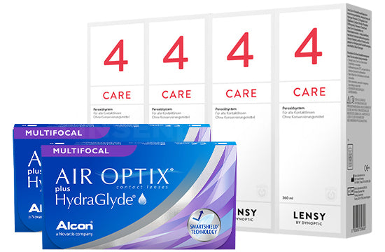 Air Optix plus HydraGlyde Multifocal & Lensy Care 4, Halbjahres-Sparpaket