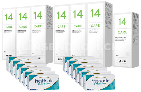 FreshLook Dimensions & Lensy Care 14, Jahres-Sparpaket