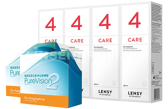PureVision 2 HD for Astigmatism & Lensy Care 4, Halbjahres-Sparpaket