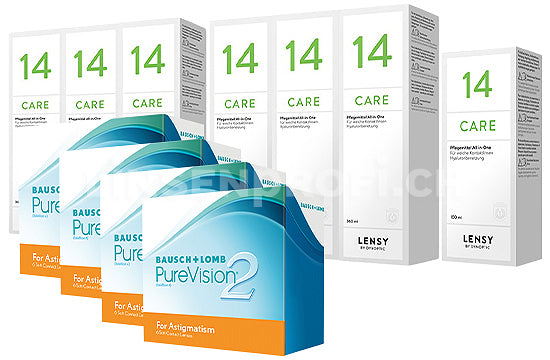 PureVision 2 HD for Astigmatism & Lensy Care 14, Jahres-Sparpaket