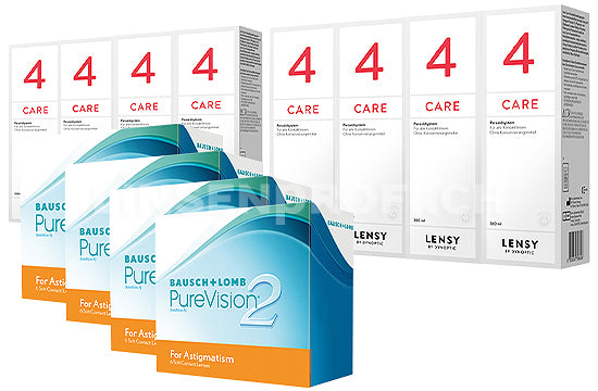 PureVision 2 HD for Astigmatism & Lensy Care 4, Jahres-Sparpaket