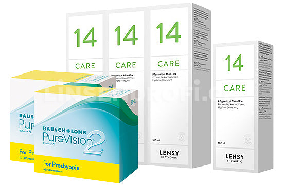 PureVision 2 for Presbyopia & Lensy Care 14, Halbjahres-Sparpaket