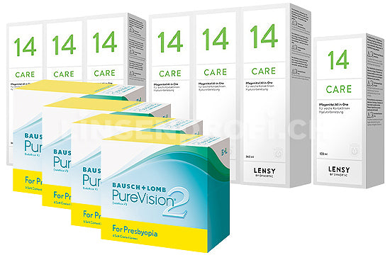 PureVision 2 for Presbyopia & Lensy Care 14, Jahres-Sparpaket