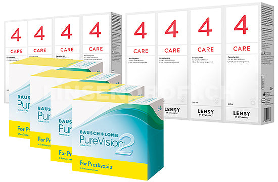 PureVision 2 for Presbyopia & Lensy Care 4, Jahres-Sparpaket