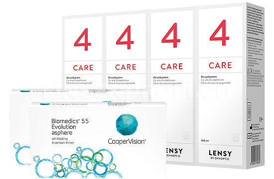 Biomedics EVO 55 UV & Lensy Care 4, Halbjahres-Sparpaket