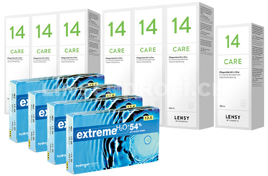 Extreme H2O 54% & Lensy Care 14, Jahres-Sparpaket