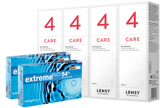 Extreme H2O 54 Toric LC & Lensy Care 4, Halbjahres-Sparpaket