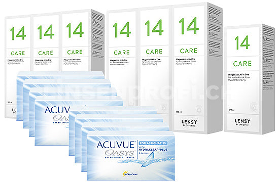 Acuvue Oasys for Astigmatism & Lensy Care 14, Jahres-Sparpaket