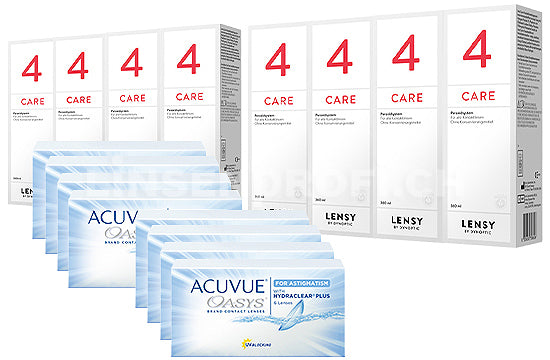 Acuvue Oasys for Astigmatism & Lensy Care 4, Jahres-Sparpaket