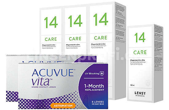 Acuvue Vita for Astigmatism & Lensy Care 14, Halbjahres-Sparpaket