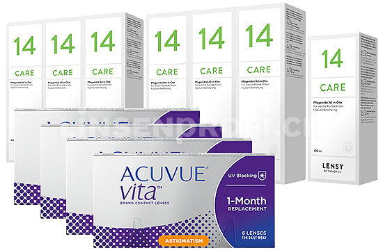 Acuvue Vita for Astigmatism & Lensy Care 14, Jahres-Sparpaket