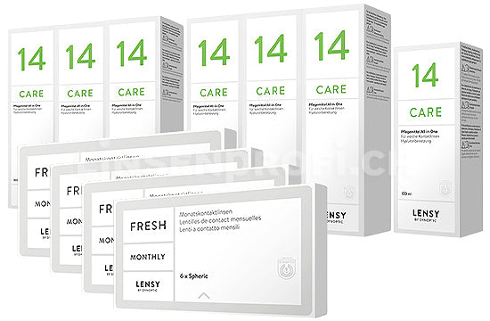 Lensy Monthly Fresh Spheric & Lensy Care 14, Jahres-Sparpaket