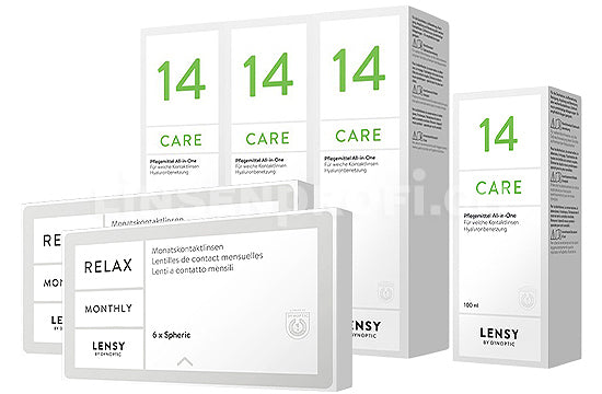 Lensy Monthly Relax Spheric & Lensy Care 14, Halbjahres-Sparpaket
