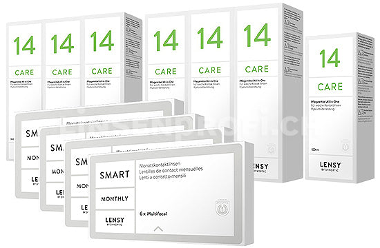Lensy Monthly Smart Multifocal & Lensy Care 14, Jahres-Sparpaket