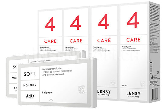 Lensy Monthly Soft Spheric & Lensy Care 4, Halbjahres-Sparpaket